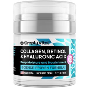 SimplyVital Collagen, Retinol & Hyaluronic Acid Cream - Anti-Aging Face Moisturizer for Face